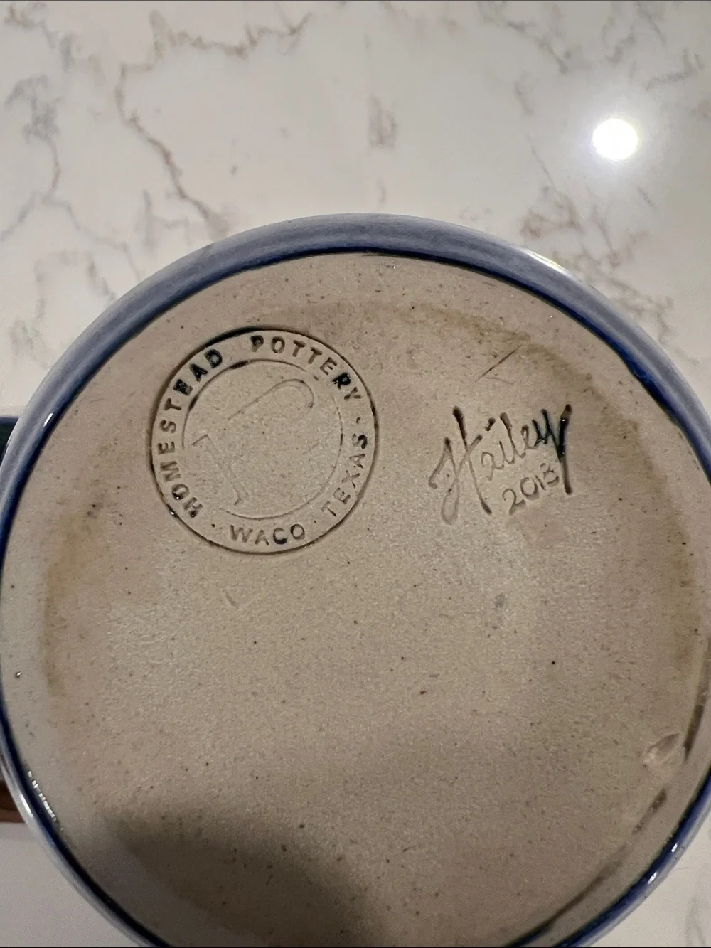 Handmade Blue Ceramic Honey Jar, Lid and Dipper, Homestead Pottery, Waco, Texas
